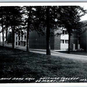 c1940s Le Mars IA RPPC Bone Brak Hall Real Photo PC Bicycle Westmar College A209