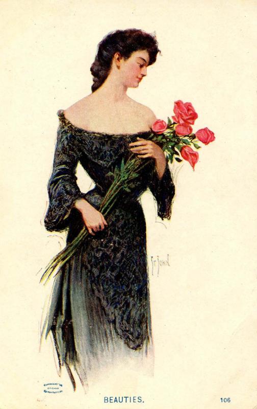 Women - Beauties  Lady & Roses    Artist: St. John