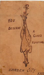 Leather Postcard Hanging Goose You Deserve A Good Roasting In Garden City KS