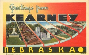 Nebraska Kearney Multi View Teich linen Postcard 22-7375