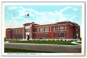 1929 Simmons Elementary School Exterior Aberdeen South Dakota SD Posted Postcard