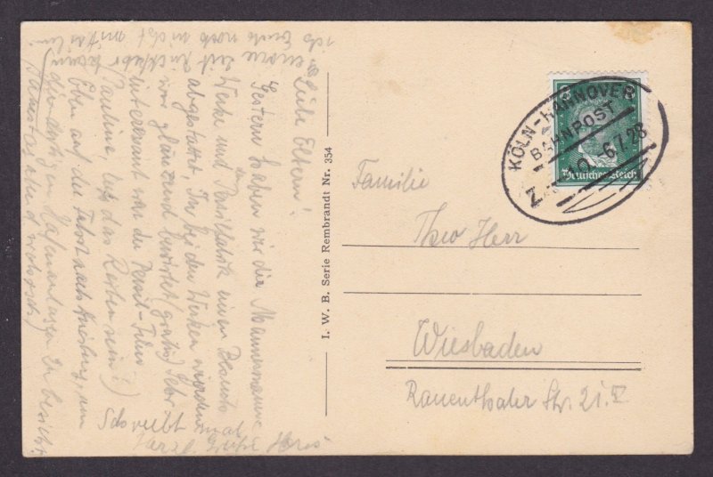 Vintage postcard 1928 Duesseldorf Rhine Panorama steamer Ernst Germany