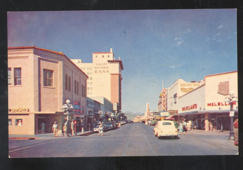 TUCSON ARIZONA DOWNTOWN STREET SCENE 1940's CARS VINTAGE POSTCARD