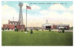 Key Field Municipal Airport Meridian Mississippi Airplane Postcard