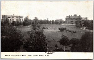 1908 Campus University of North Dakota Grand Forks North Dakota Posted Postcard