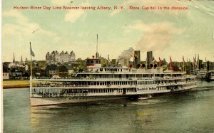 Hudson River Day Line - Steamer Leaving Albany, NY  (crease in corner)