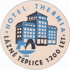 Czechoslovakia Lazne Teplice Hotel Thermia Vintage Luggage Label sk3675