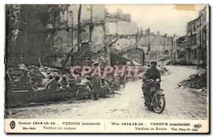 Postcard Old Automobile Verdun Verdun bombing ruined Army Vehicles
