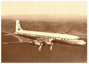 Alitalia Douglas DC 7C Airplane  Aerial View Postcard