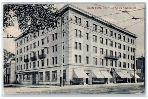 Clinton Iowa IA Postcard Lafayette Inn Building Exterior Tree Scene 1909 Antique