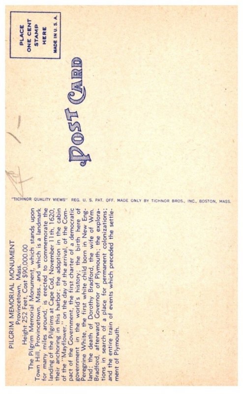 Massachusetts Provincetown , Pilgrim Memorial Monument