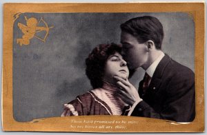 1909 My Kisses Are All Mine Man Kiss His Woman Romance Posted Postcard