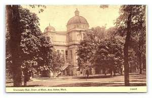 Postcard University Hall Univ. Of Mich. Ann Arbor Mich. Michigan Brownette