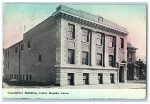 1921 Consistory Building Exterior Building Cedar Rapids Iowa IA Vintage Postcard