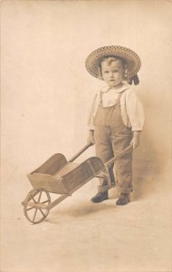 Child Dressed as Farmer Real Photo Vintage Postcard AA45510