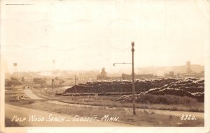 Cloquet Minnesota Pulp Wood Stack, Real Photo Vintage Postcard U11443