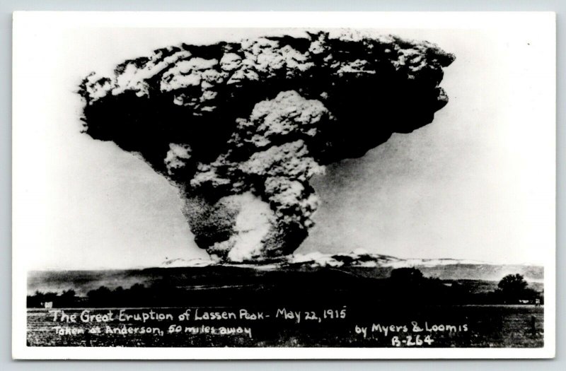Anderson California~Lassen Peak Volcanic Eruption~May 22 1915~1950s RPPC REPRINT 