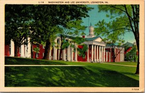 Vtg 1930s Washington and Lee University Lexington Virginia VA Linen Postcard