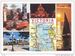 Scenic Greetings and Map of Victoria, British Columbia, Canada, 40-60s