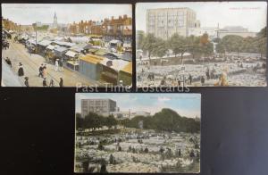 Norfolk NORWICH MARKET & CATTLE MARKET Collection of 3 Old Postcards