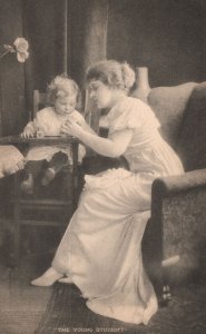 Vintage Postcard 1910's Mother and Child The Young Student