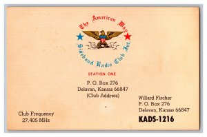 Postcard QSL CB Ham Radio Amateur Card From Delavan Kansas KADS-1216 