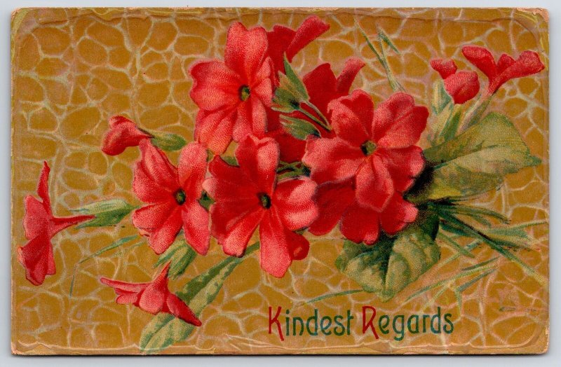 1919 Kindest Regards Flower Bouquet Greetings And Wishes Posted Postcard 