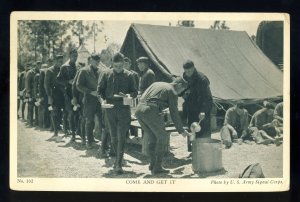 US Army Signal Corps Postcard, Come And Get It, Chow Line, 1941!