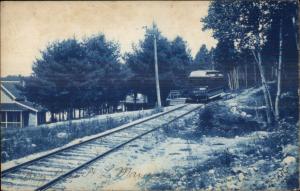 Maranacook Winthrop ME Big Pine Point Trolley Cyanotype Real Photo Postcard