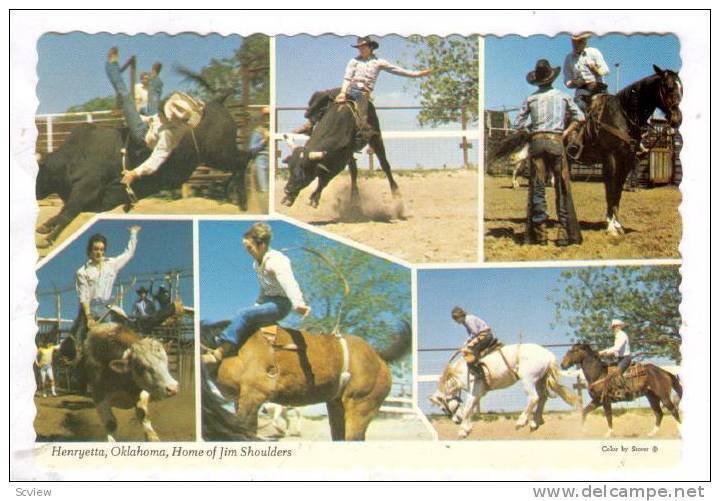 Multi-Views of Henryetta, Oklahoma, Home of the Rodeo winner Jim Shoulders, O...