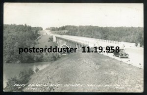 h2818 - WELLSTON- CAPILLAC Michigan 1950s Cooley Bridge. Real Photo Postcard