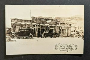 Mint Welty Store Dubois Wyoming Gas Station Old Cars RPPC Real Photo