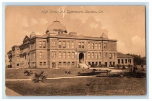 c1905 High School and Gymnasium Building Stockton California CA Vintage Postcard 