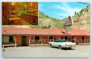 JACKSON, WY Wyoming~ Roadside Famous WAGON WHEEL RESTAURANT c1960s  Postcard