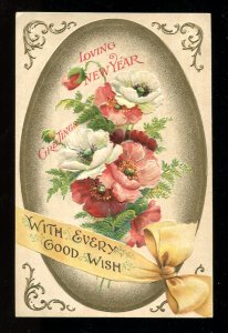 dc19 - Loving NEW YEAR 1910s Postcard. Poppies. Embossed