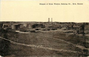 Postcard C-1910 Oil Industry Kansas Erie Glimpse Great Western Refining 23-13829