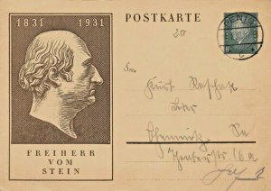 FREIHERR VOM STEIN 1831 - 1931~1931 POSTCARD