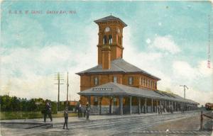 C. & N. W. Depot (Train Station) Green Bay WI Divided Back Postcard. 