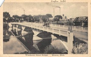 Monroe, Michigan WINCHESTER STREET BRIDGE 1922 H.H. Hamm Vintage Postcard