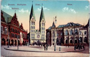 1910s Market Square Rathaus Borse Bremen Germany Postcard
