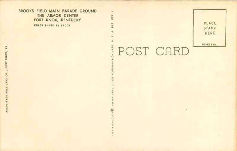 Brooks Field Main Parade Ground Armor Center Tank Fort Knox Postcard