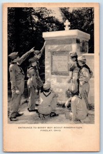 1940 Findlay Ohio OH Vintage Postcard Entrance Berry Boy Scout Reservation Place