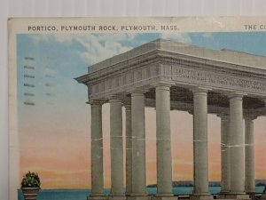 Postcard Portico Plymouth Rock Massachusetts 1936 Cornerstone of Republic 2095