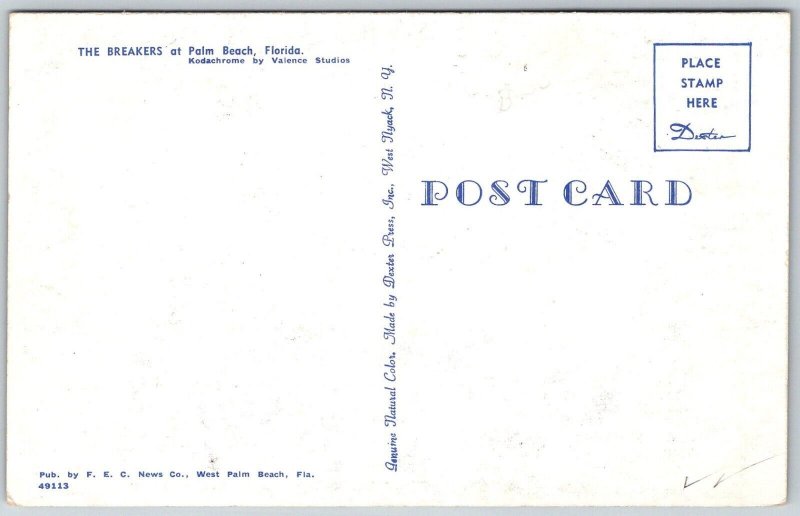 Palm Beach Florida 1950s Postcard The Breakers Hotel