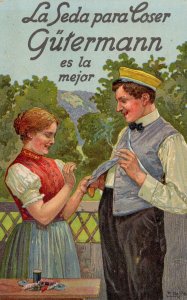 Gutermann Spanish Sewing Cotton Materials Old Advertising Postcard