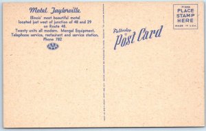 WATSEKA, Illinois  IL  Roadside  MOTEL TAYLORVILLE  c1940s Linen Postcard