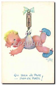 Old Postcard Fantasy Illustrator Child Beatrice Mallet Who weighs well