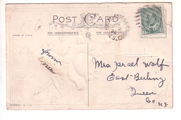 Embossed, White Rose, Happy Easter, Used 1925, Split Ring Cancel, Nova Scotia