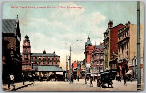 Johannesburg South Africa 1914 Postcard Market Street Looking Toward Post Office