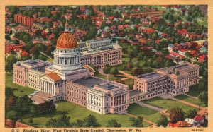 Vintage Postcard 1956 Aerial View West Virginia State Capitol Charleston W. Va